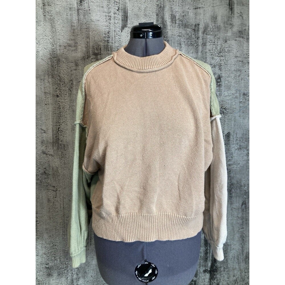 Blu Pepper Womens Sweater Size Med Knit Long Sleeve Patchwork Color Block